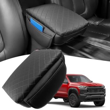 Imagem de Capa de console central para Chevy Colorado/GMC Canyon 2023 2024 2025 2026 almofada de couro PU com bolso lateral protetor de tampa do console médio Colorado Acessórios interiores (almofada Colorado