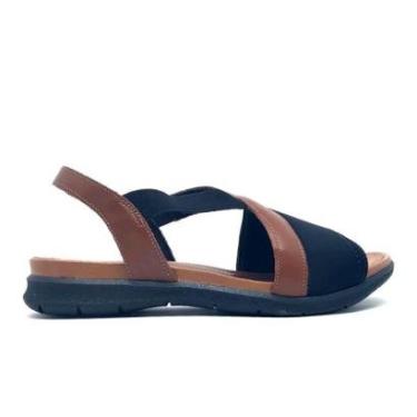 Imagem de Sandália UsaFlex Conforto com Tiras Elásticas Preta-Feminino