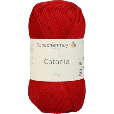 Imagem de 4 novelos/pacote Schachenmayr (SMC) Catania Originals Yarn, cada bola 50 g (125 m), 100% algodão mercerizado para fio de tricô e crochê, peso esportivo, 115 - vermelho