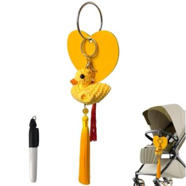 Imagem de 1 conjunto de etiqueta de identificação de carrinho, faixa localizadora de carrinho de bebê, placa de carrinho para bandeira de parque temático de diversões, bandeira de observador fofa, etiqueta de