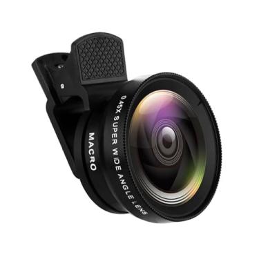 Imagem de Lente de câmera de telefone 0,45X lente grande angular 10X lente de câmera macro HD para celular
