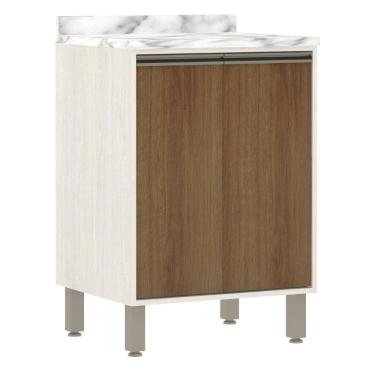 Imagem de Balcão De Cozinha Com Tampo 60 Cm 2 Portas De Abrir 1 Prateleira Linea Luciane Móveis