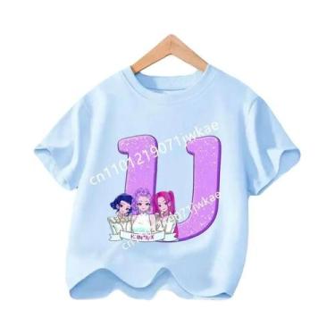Imagem de Camiseta Infantil Azul Com Gola Redonda Manga Curta KPop Demon Hunters