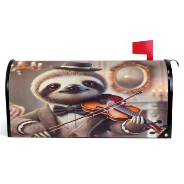 Imagem de TSENQUE Capas de caixa de correio magnéticas decorativas fofas preguiça vitoriana violino primavera caixa de correio envoltórios vinil casa de fazenda decorações de caixa de correio ao ar livre