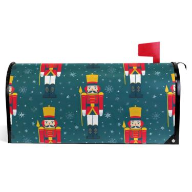 Imagem de TSENQUE Capas magnéticas decorativas para caixa de correio de Natal quebra-nozes azul-marinho primavera caixa de correio envoltórios vinil caixa de correio moderna decoração de jardim tamanho grande