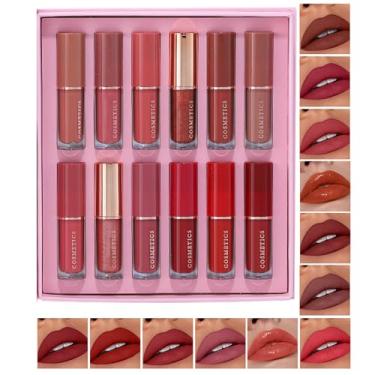 Imagem de Conjunto De Batom, 12 Peças Kit De Maquiagem Labial Com Secagem Rápida, Kit De Batom Matte Para Maquiagem Dos Lábios, Para Viajar Viagem De Negócios Palco Encontro Férias