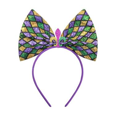 Imagem de Lanmerry Tiaras de cabelo de 16,5 cm para meninas com laço grande com purpurina, acessórios de cabelo femininos para carnaval e carnaval