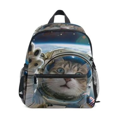 Imagem de GAIGEO Cute Cat Astronaut Funny Kids Small Backpack Small Girls Backpack with Front Pocket, Safety Whistle for Ages 3-8