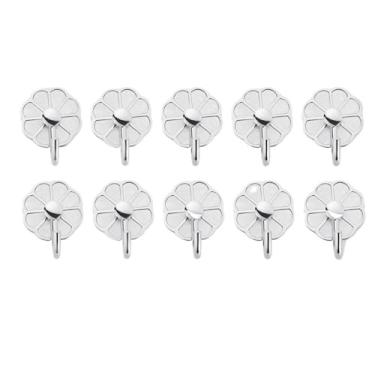 Imagem de Prateleiras suspensas Ganchos de casaco de metal sem furos, gancho de parede multiuso para chaves, toalhas, bolsas, copos, chapéus, pacote com 10(Silver)