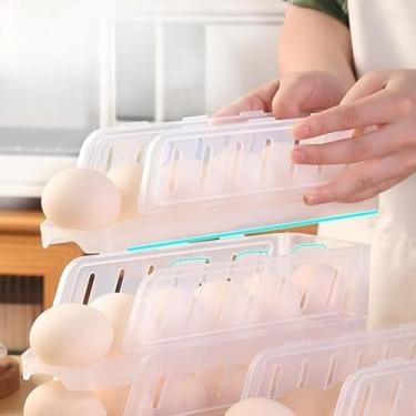 Imagem de Recipiente dobrável de armazenamento de ovos, organizador dobrável para ovos na geladeira ou cozinha (transparente (1 camada))