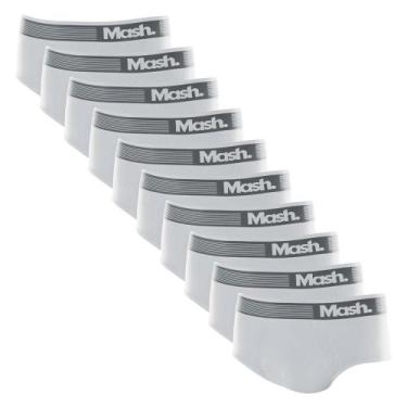 Imagem de Kit 10 Cuecas Slip Mash Microfibra Sem Costura 713.02, G, Branco