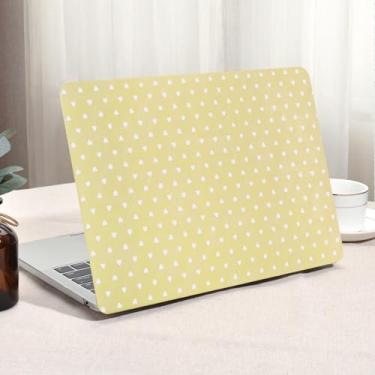 Imagem de Seorsok Compatível com a nova capa para MacBook Air de 13,5 polegadas M4 M3 M2 2025 2024-2022 versão A3240 A2681 A3113, linda capa dura de couro branco Little Love Hearts com capa de teclado, amarela