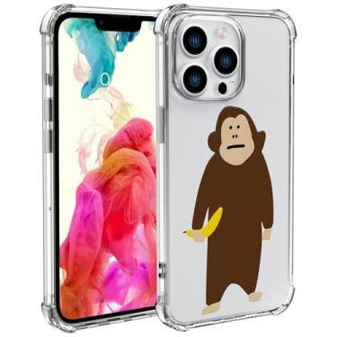 Imagem de Wihytec Capa de telefone fofa macaco para iPhone 16 PRO MAX capa engraçada macaco capa de telefone transparente quatro cantos reforçada à prova de choque feminino feminino capa transparente