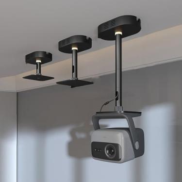 Imagem de Paihao Suporte de teto para projetor PH79 com adaptador oculto, poste de liga de alumínio espesso de 3,5 mm, rotação de 360° e inclinação de ± 25°, fiação interna (preto: para JMGO série N1/N3/N5, 48