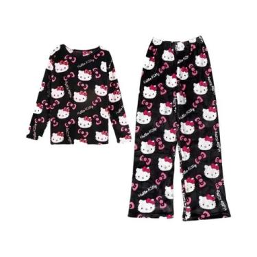 Imagem de Conjunto De Pijamas De Flanela De Inverno Para Mulheres Hello Kitty Ka