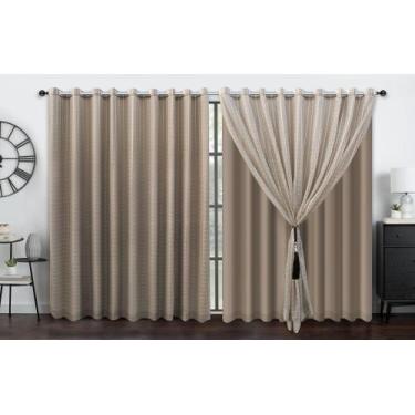 Imagem de Cortina Voil Xadrez 4.00x2.60 Com Forro Blackout - J&C ACESSÓRIOS PARA