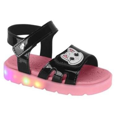 Imagem de Sandália Infantil Molekinha 2741.203 Pisca-pisca Led Feminina - Preto/Rosa-Feminino