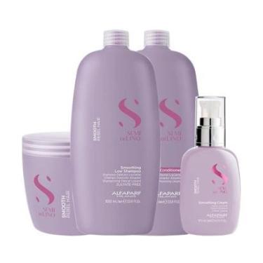 Imagem de Kit Alfaparf Milano Pro Semi Di Lino Smooth Smoothing - Shampoo e Condicionador e Máscara e Creme-Unissex