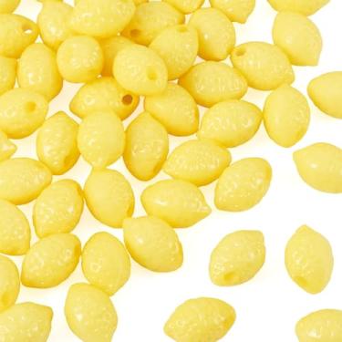 Imagem de 50 peças de contas de acrílico opacas de limão contas de frutas contas espaçadoras divertidas para bricolage brinco pingente de limão colar pulseira fazer joias chaveiro telefone Starp artesanato