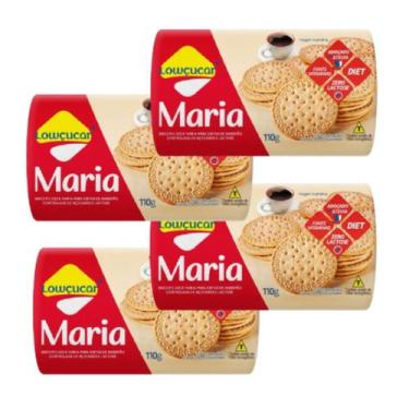 Imagem de Kit 4 Biscoito Maria Zero Açúcar 110g - Lowçucar 
