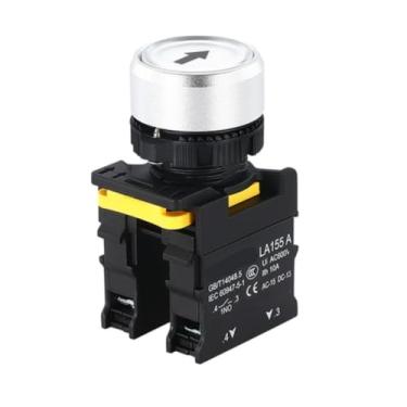 Imagem de BKUANE 1 interruptor de botão autotravante de 22 mm, à prova d'água, momentâneo, autobloqueio, cabeça chata, símbolo de seta, interruptor de energia frete grátis 10A (seta preta, 1NO1NC)