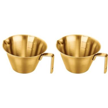 Imagem de Xícaras de café expresso de aço inoxidável de 100 ml com alça em forma de V, xícara de café expresso com escala (2, xícaras de café expresso douradas)
