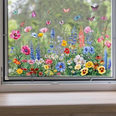 Imagem de 4 pinturas decorativas adesivas de flor, borboleta e libélula para geladeira, portas de vidro, janelas e janelas de carros