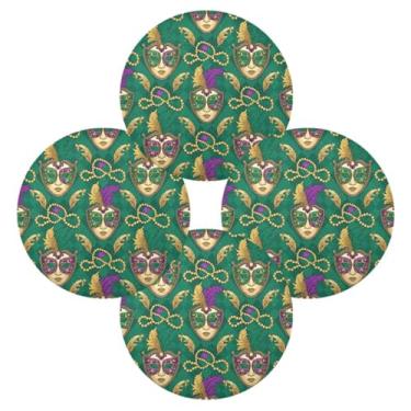 Imagem de Wassud Jogo americano conjunto de 4 tapetes de mesa redondos venezianos Mardi Gras para cozinha e jantar tapetes laváveis resistentes ao calor para decoração de mesa 39 cm