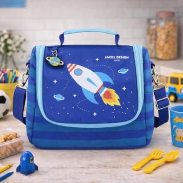 Imagem de Bolsa Térmica Infantil Lancheira Para Escolar Brincadeira Piquinique Volta as Aulas e Conserva Alimentos Primum (Azul Foguete)