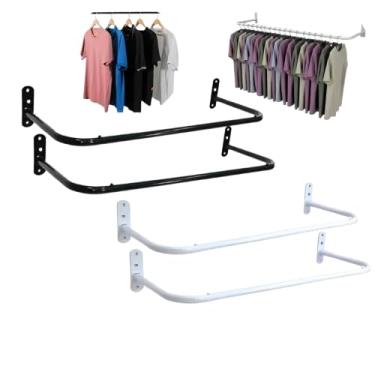 Imagem de Kit 02 Cabides Para Roupeiro De Parede Reta Branco/preto Cabideiro De Parede