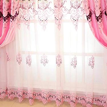 Imagem de Cortinas bordadas europeias de alta qualidade, simples, modernas, sala de estar, quarto, do chão ao teto, isolamento duplo, 228,6 cm (largura) × 229 cm (altura) 229 cm × 229 cm, 2 conjuntos A (D 2 ×