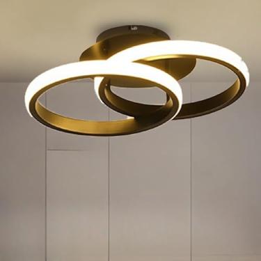 Imagem de Luminária de Teto Plafon LED Moderna 3 Cores (110V/220V) – Lustre Minimalista para Sala, Quarto, Cozinha e Corredor(Estilo D/Preto(110V-220V))