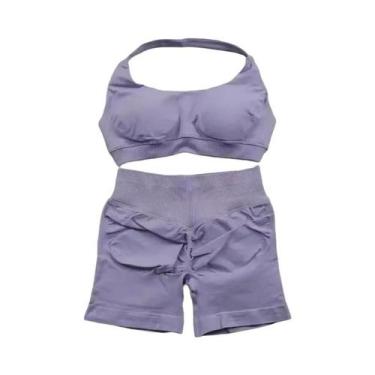 Imagem de Conjunto De Top E Shorts Sem Costura De Cintura Alta Para Academia, Ro