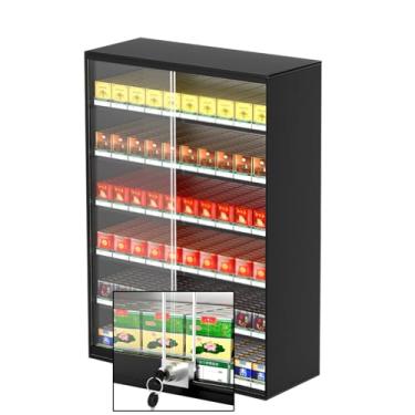 Imagem de Suporte de cigarro de metal para varejo montado na parede, prateleiras de exibição de loja com trava para organizador de brinquedos pequenos colecionáveis de chiclete, fácil de instalar e usar (cor