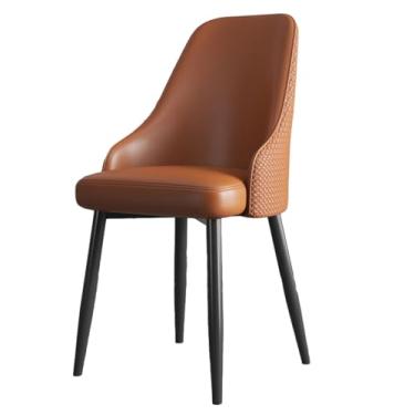 Imagem de Cadeira de jantar estofada moderna com pernas de metal preto e assento de couro sintético - Conjunto de 2