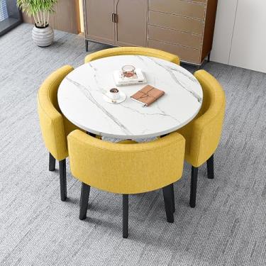 Imagem de Conjunto de mesa de jantar quadrada com cadeiras, mesa de conferência moderna, combinação de mesa de recepção e cadeira, com 1 mesa e 4 cadeiras, mesa de bar de café da manhã, para sala de estar