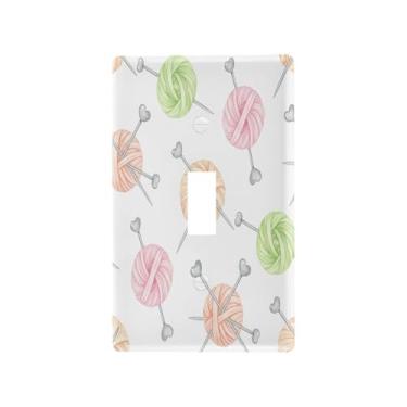 Imagem de Wassud Placa de cobertura de interruptor de luz, padrão de bola de fio, capas de tomada decorativas, placa de parede para tomadas elétricas, interruptor único, 11 x 6 cm