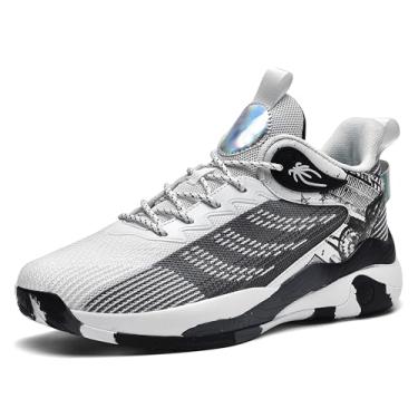 Imagem de CJSPORX Tênis de basquete masculino, respirável, antiderrapante, moderno, esportivo, Branco - 5, 42