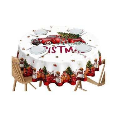 Imagem de Toalha De Mesa Redonda Impermeável Festiva De Natal Para Decoração De 