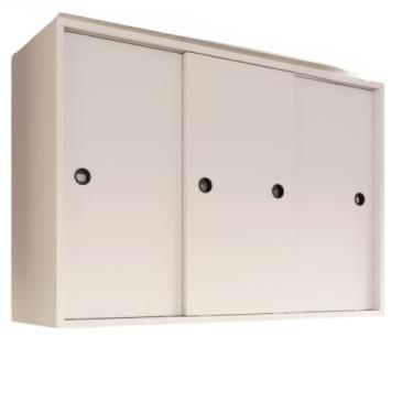 Imagem de Armario De Cozinha Aereo Com Tres Portas Delizantes Armario Suspenso Lavanderia Com Trilhos Para Portas De Correr(Branco)