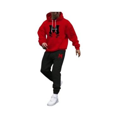 Imagem de Conjunto De Moletom Masculino Para Outono E Inverno Com Capuz E Cordão