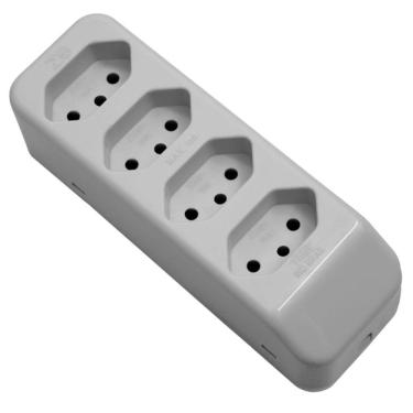 Imagem de Tomada Móvel Múltipla 2p+t 10a 250 Volts Quádrupla Cinza - 2701 - Fame Tomada Padrao 2p+t Quadrupla 10a Cinza 2701 Fame