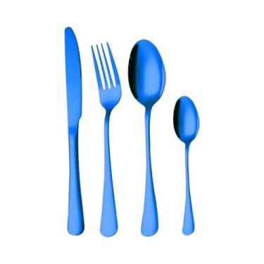 Imagem de Conjunto De Talheres De Aço Inoxidável Dourado Com 16 Peças: Garfo, Fa