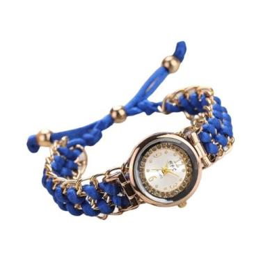 Imagem de Relógio feminino moda pulseira de corda trançada relógios de quartzo -