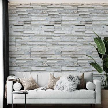 Imagem de Kit 4 Rolos Papel De Parede Adesivo Pedra Cinza 3,0M - Gh Papel De Par