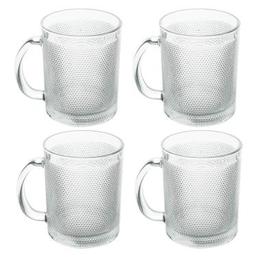 Imagem de Jogo de Canecas de Café de Vidro 280ml Bico de Jaca 4 Peças  - Seu Lar