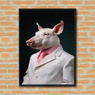 Imagem de Quadro Decorativo Porco Elegante  - 70x50cm