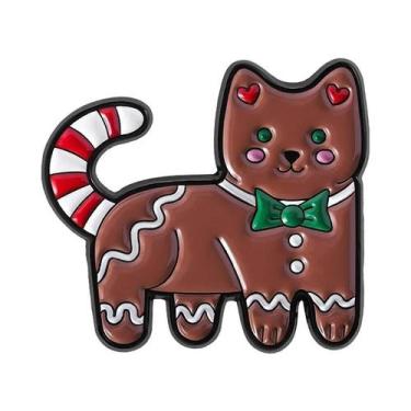 Imagem de Broches De Natal Com Tema De Biscoitos De Gengibre E Laços De Gato Fof