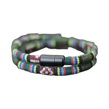 Imagem de Pulseira Magnética Masculina Bohemia De Corda Para Praia, Surf, Aventu