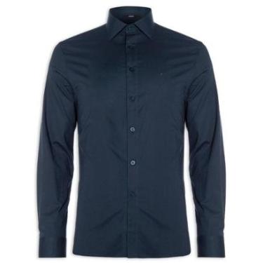 Imagem de Camisa Ellus Tricoline Slim Italian Masculina Marinho-Masculino